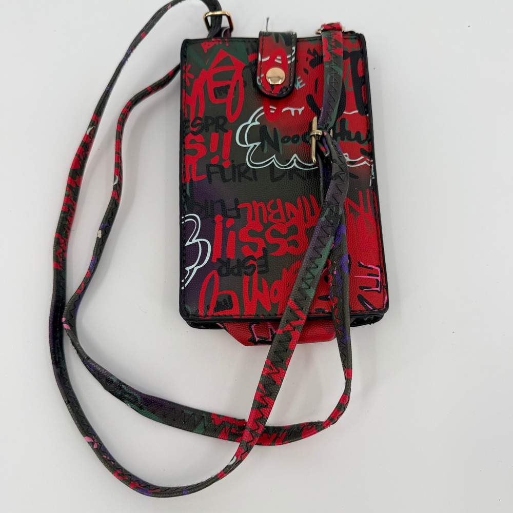 Graffitiβ Street Art Crossbody Phone Bag Red Black Punk Grunge Small Purse